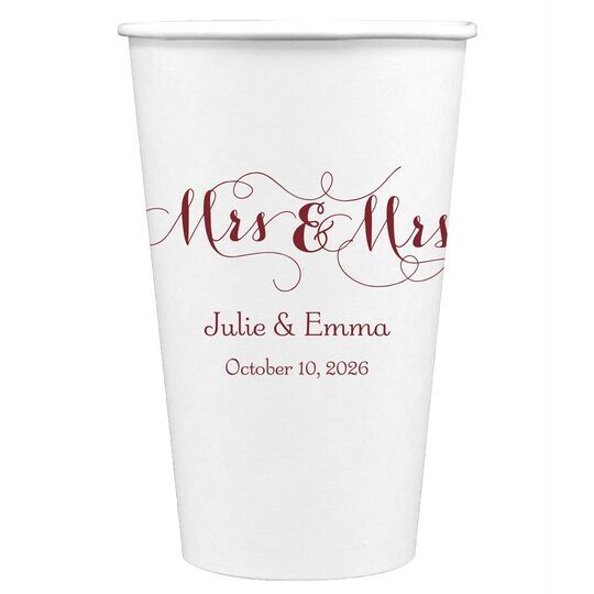 Scroll Mrs & Mrs Paper Coffee Cups